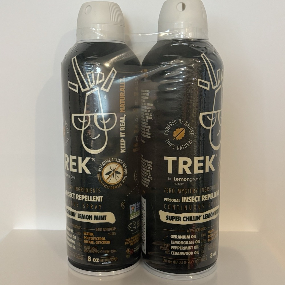 2 PACK Trek 100% Natural Bug Spray Repellent DEET Free  Kids & Adults 8 oz. EACH